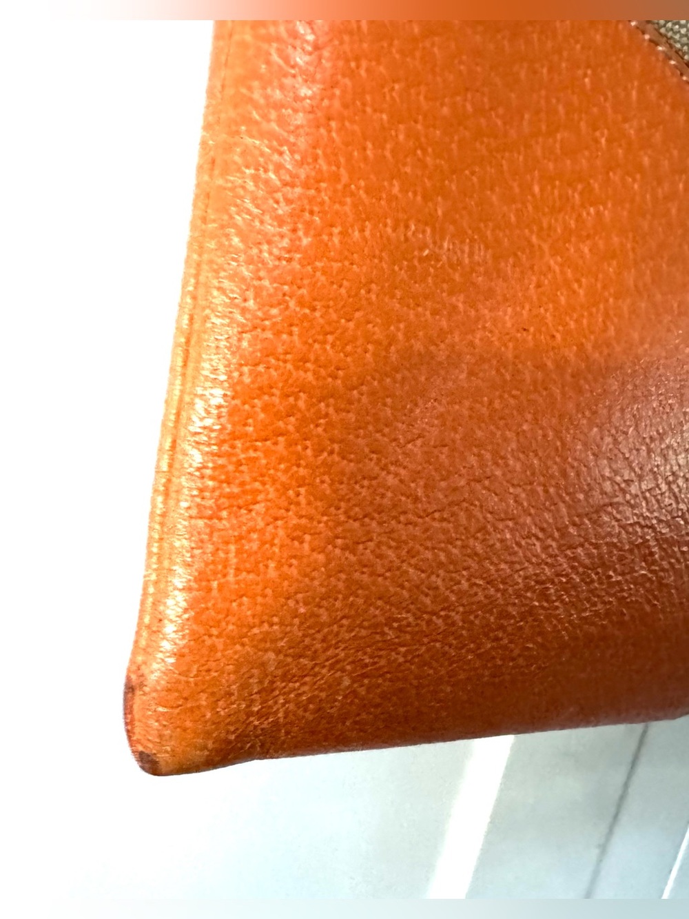 PRADA + COA Vintage Canvas & Leather Tote Bag Beige Orange Shoulder Bag Italy - Picture 7 of 10